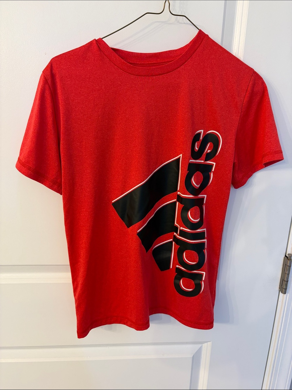 adidas Red Short-Sleeve Tee with Black Logo